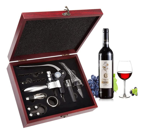 Set De Sacacorchos Smaier 9 Piezas Con Estuche De Madera