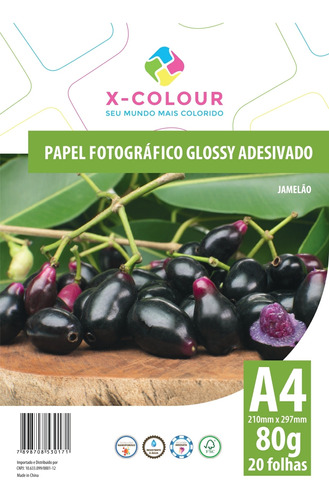 Imagem 1 de 1 de Papel Fotografico Glossy Adesivo 80g 100 Folhas X-colour