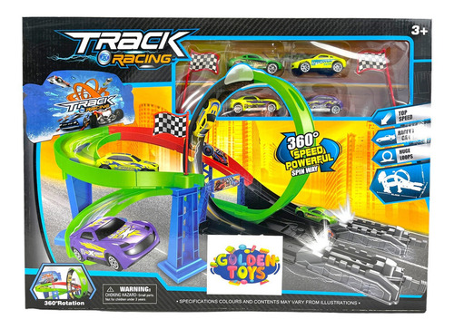 Pista De Carreras De Autos Track Racing Juguete Para Niño Color Verde