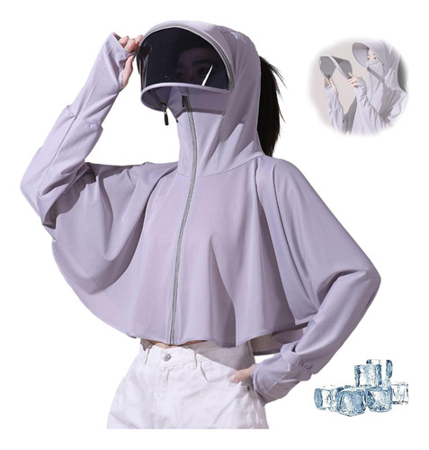 Chaqueta Cortavientos Con Capucha Y Protección Uv Ice Silk A