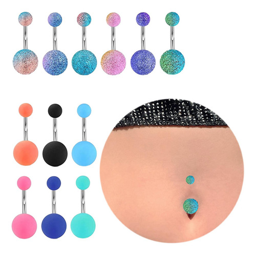 12pcs Belly Button Rings Belly Piercing Hoop Fashion Dangle