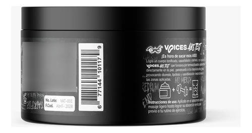 Gel Corporal Abs Test De Voices Labz 250ml En Tarro 50 Servs Bergamota