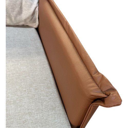 Pufe Sofa De Canto 3 Lugares Moderno Braço De Courino Marrom