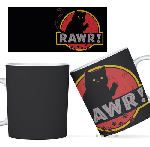 Taza Sublimada Rawr! Gato Negro