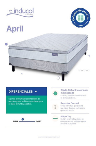 Imagen 9 de 10 de Colchon 1 Plaza 1/2 Resortes Inducol April 90x190 Pillow