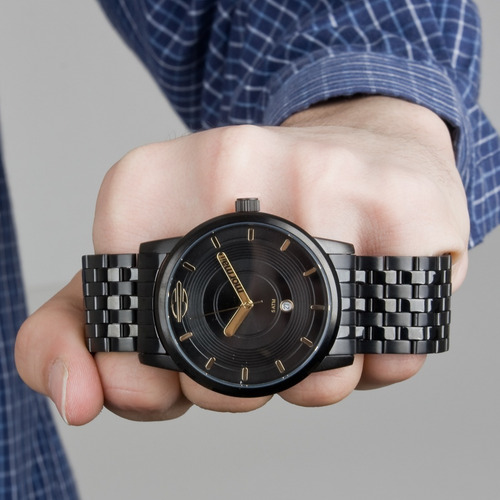 Relógio Masculino Mormaii Maui Preto Dourado Aço Metal Mo2115aa/4p Original C/ Estojo
