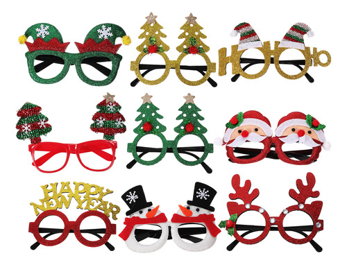 Gafas Navideñas Con Cuernos Para Decoración Navideña, 9 Unid