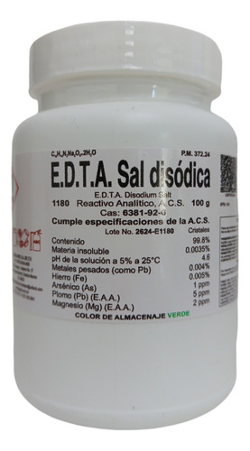 E.d.t.a. Sal Disodica R. A. De 100 G Jf Lhabo 1180