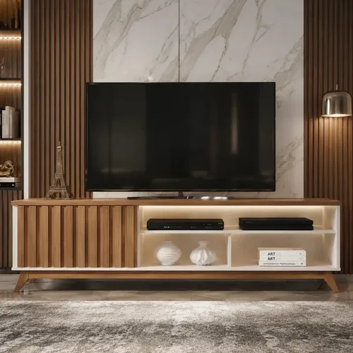 Rack para TV Giga Móveis Malbec Wood para TVs até 55” com 1 Porta e Nichos Organizadores para Sala