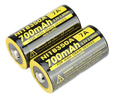 2 Baterias Nitecore Imr 18350 Ni18350a 700mah 7a 3.7v 