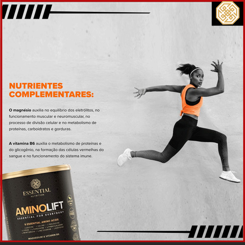 Aminolift 375g Essential Nutrition 30 Doses 9 Aminoácidos Sabor Tangerina