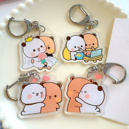 Lindos Llaveros Bubu Dudu Con Forma De Oso Gris Y Panda Blan