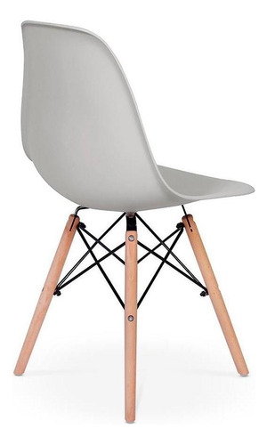 Kit Mesa Jantar Eiffel 80cm Preta + 4 Cadeiras Charles Eames Cor Cinza