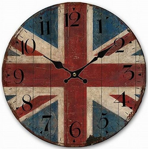 Reloj De Pared Union Jack Retro Vintage 14 Pulgadas.
