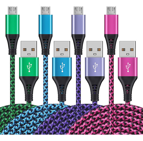 Cables Micro Usb 4 Pack/6ft Ailkin Android Usb 2.0a Macho A