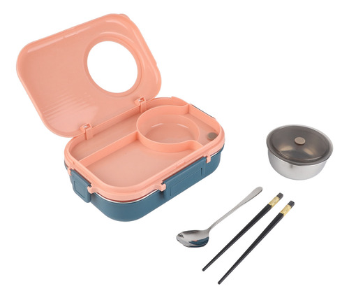 Almoço Térmico Portátil Rosa De 1100 Ml, Camada Dupla, 3 Gra