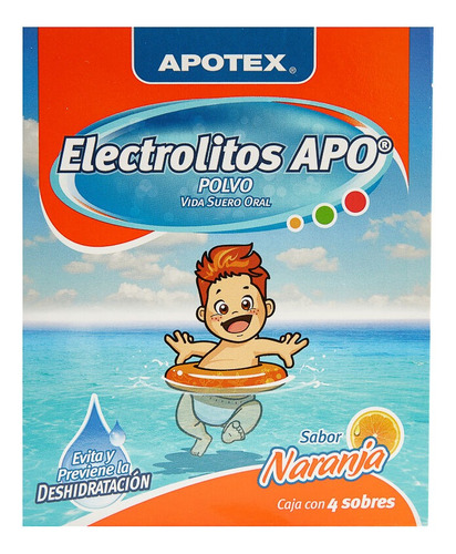 Electrolitos Apo Con 4 Sobres Sabor Naranja