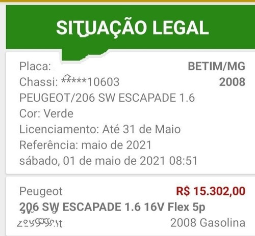 Peugeot 206 Sw 2008 1.6 16v Escapade Flex 5p