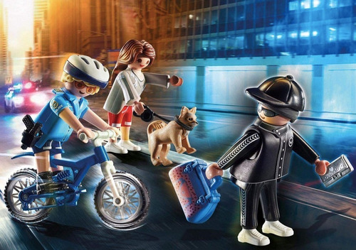 Playmobil Policía En Bicicleta Persigue A Ladrón