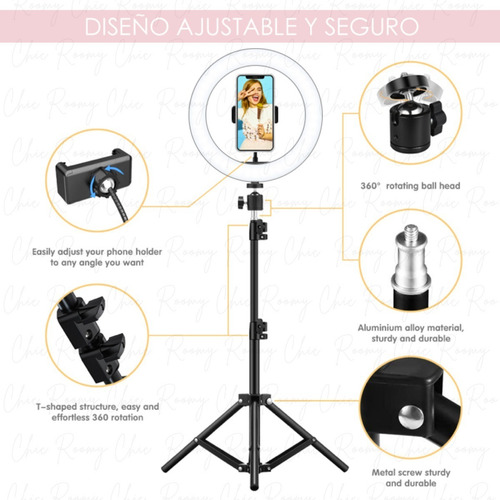 Aro Luz Led 30 Cm Soporte Tripie 2.10 Mt Lampara Maquillaje