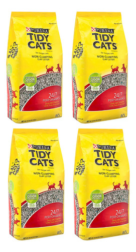 Combo 4 Arenas Para Gatos Tidy Cats Control Olores 18.16 Kg x 4.54kg de peso neto  y 4.54kg de peso por unidad