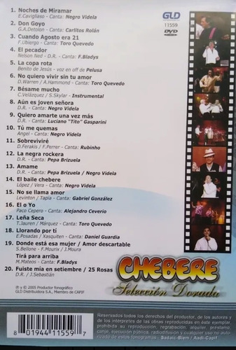 Chebere Dvd Nuevo Selección Dorada 20 Grandes Éxitos