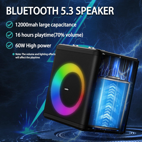 Comiso Altavoz Bluetooth Portátil, Altavoz De Fiesta De 60 W