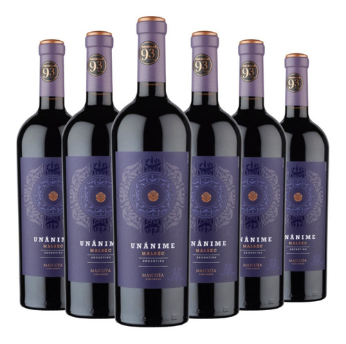 Vino Unanime Malbec Caja X 6 X 750ml. Mascota Vineyards