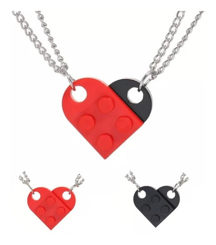 Collares Para Pareja En Acero-collar Lego Corazón 2 Unidades