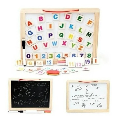 Pizarra Magnética Madera Montessori Letras Imán Cubeta Toys