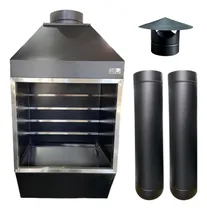 Comprar Churrasq. De Parede 70cm X 50cm Preta Kit 2 Dutos + Chapéu