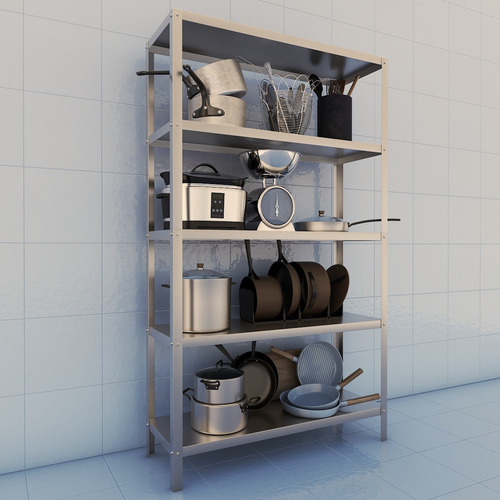 Estante Inox 5 Prateleiras P/ Organização Escritório Multius
