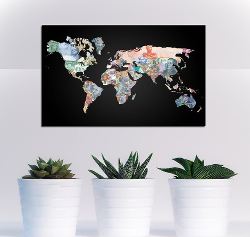 Vinilo Decorativo 30x45cm Mapa Mundo Billete Planisferio