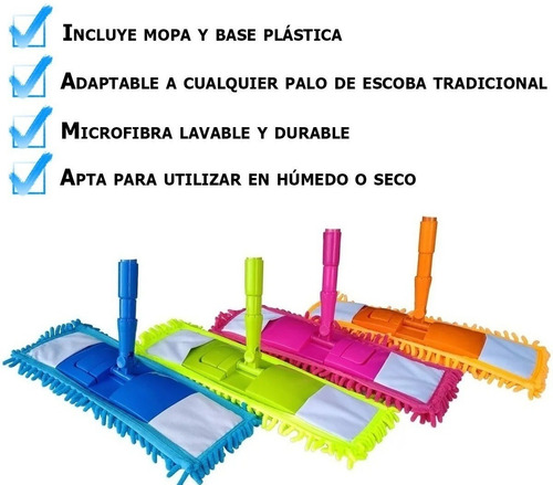 Trapeador Piso Con Mopa Microfibra Chenille Lampazo Aj69