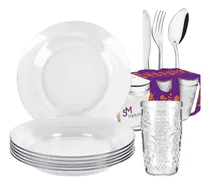 Comprar Jogo Kit 30 Peça Pratos Fundo Astral Copo Nature Talheres