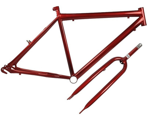 Quadro De Bicicleta Masculina Aro 26 + Garfo Vermelha