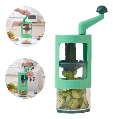 Rallador Rotatorio Multifuncional Manual Verduras Y Frutas Color Verde