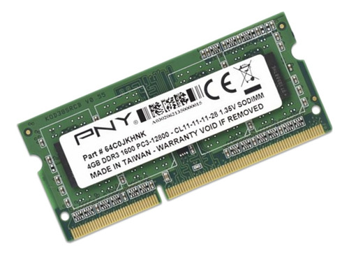 Memoria Ram De Laptop Pny 4gb Ddr3 1600mhz Pc3-12800