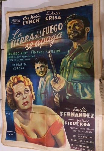 Antiguo Afiche Cine Original La Tierra Del Fuego Se Apaga Sb