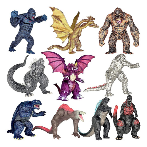 Juego De 10 Figuras De Acción Godzilla Vs Kong Con Articulac