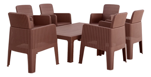 Set Jardin Mesa Ratona Rectangular + 6 Sillones Milo Quality