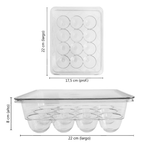 Taper Porta Huevos, Organizador Huevera Acrílico 12 U, 13786 Transparente