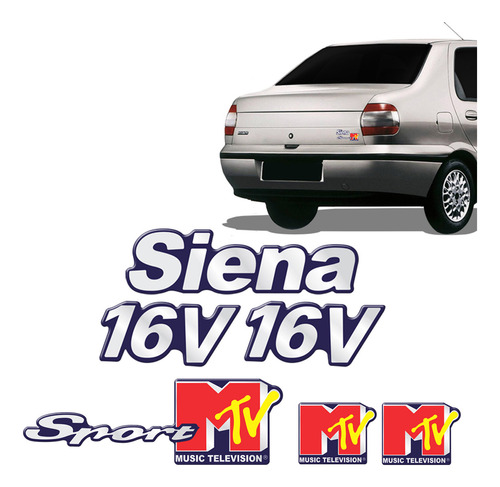 Kit Adesivos Fiat Siena Sport Mtv 16v Cromado Resinado 1999/