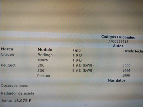 Imagen 2 de 2 de Radiador Enfriador Aceite 206 306 Berlingo Partner 18515