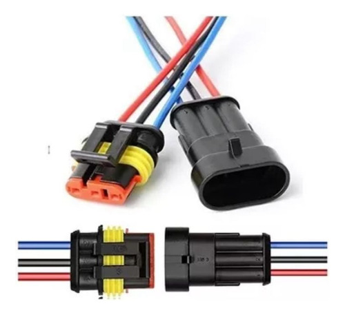 Conector Automotriz Universal 3 Pines Cable 18 Impermeable