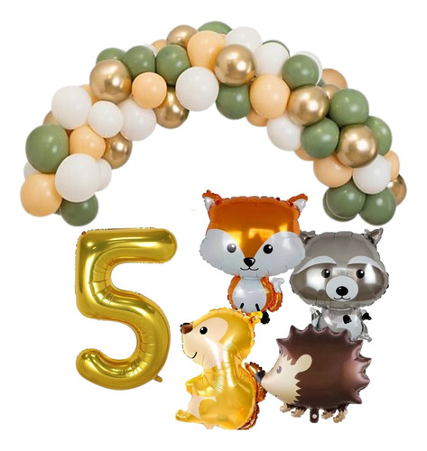 Pack Arco De Globos Animales Del Bosque Numero