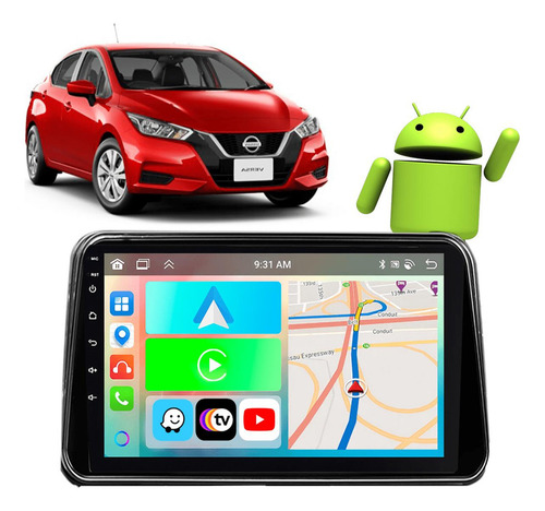 Kit Multimidia Carplay 9pol Versa 21 22 23 Gps Cor Black Piano