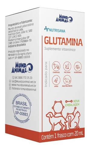 Suplemento Nutrisana Glutamina 20ml Mundo Animal