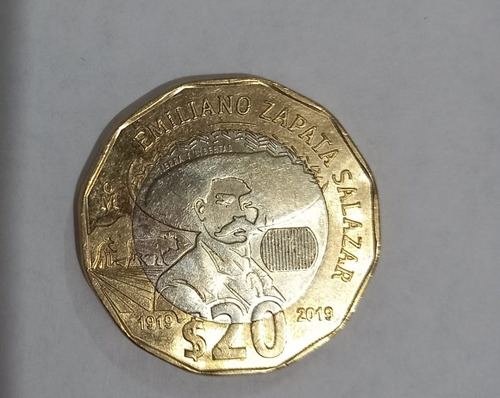 Moneda Conmemorativa Emiliano Zapata 20 Pesos 1919 - 2019