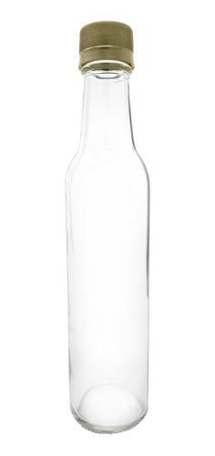 Botella De Vidrio 250 Ml 8 Oz 1 Pz Tapa Blanca 